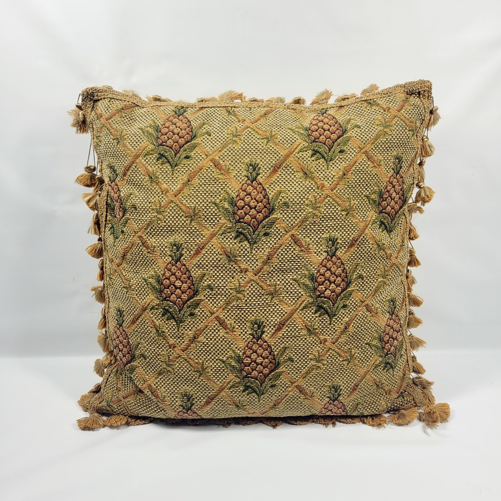 Vintage Tapestry Woven Pineapple Throw Pillow Tassel